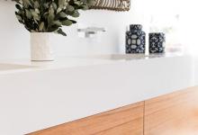 Modern Hampton Home Blackwood Veneer & Crystalite Stone Bench Top